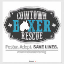 Cowtown Boxer Rescue Vinyl Sticker (Large)
