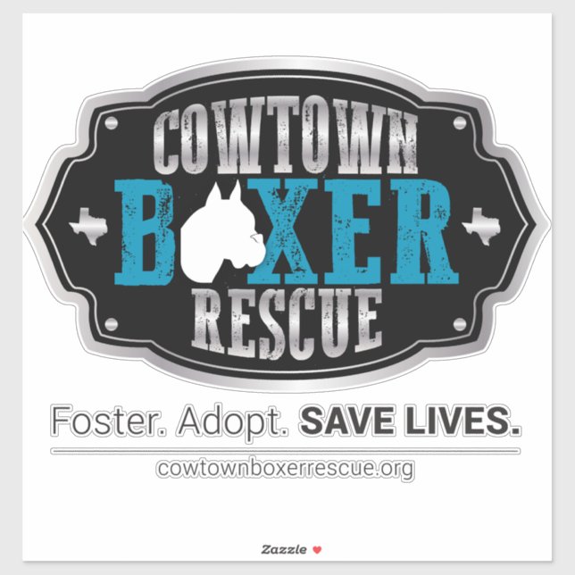 Cowtown Boxer Rescue Vinyl Sticker (Large) (Sheet)