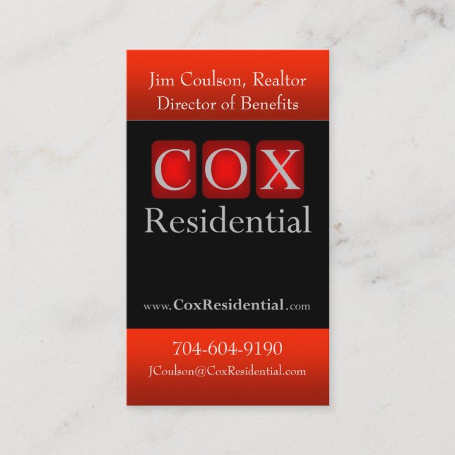 Cox Residential Business Card (Front)