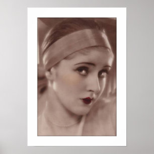 coy deco woman with headband poster