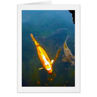 Coy Fish Pond Art Blank Card