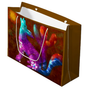 Coyote Abstract Art Saguaro Cactus Desert Brown Large Gift Bag