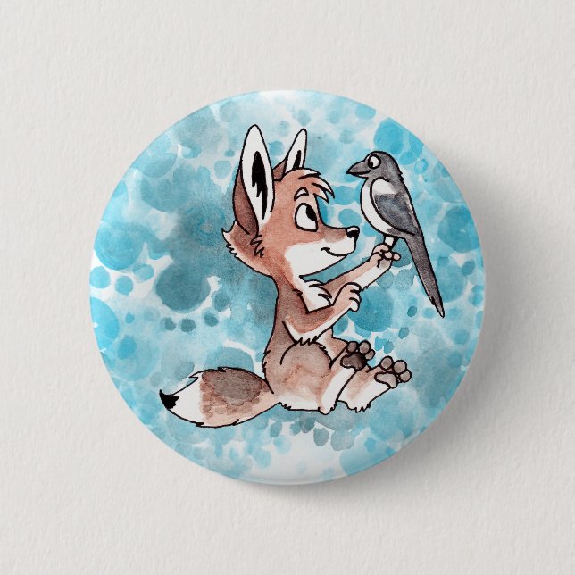 Coyote and Magpie Button (Front)