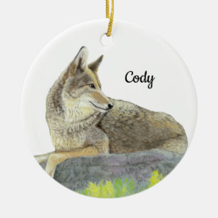 Coyote Ceramic Tree Decoration
