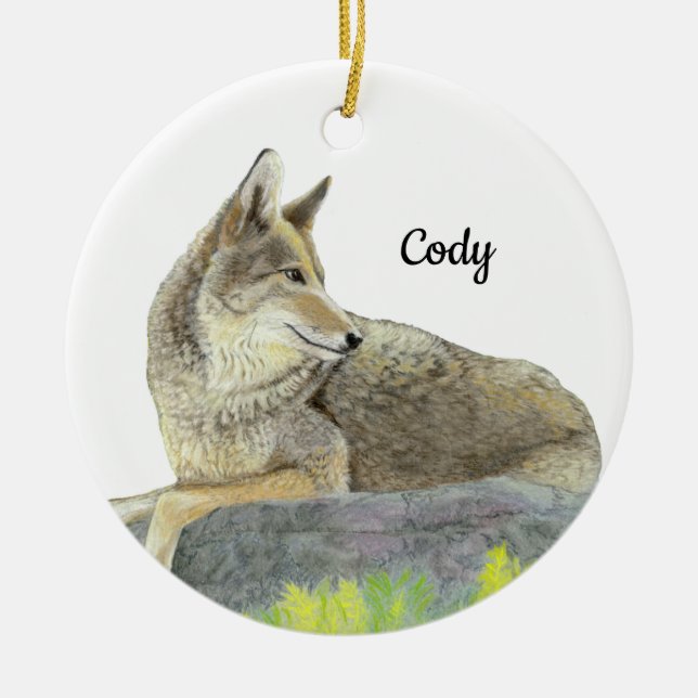 Coyote Ceramic Tree Decoration (Front)