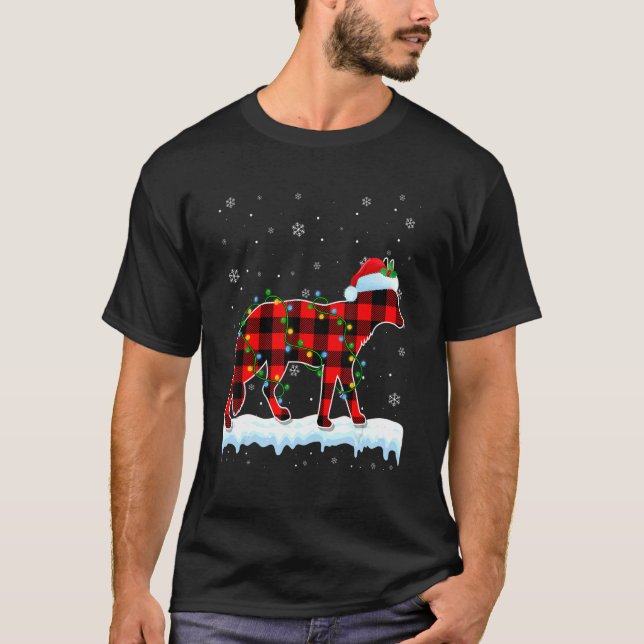 Coyote  Christmas Santa Hat Cute Animals Xmas Ligh T-Shirt (Front)