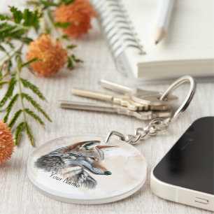 Coyote Country Cottagecore Rustic Print Key Ring