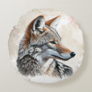 Coyote Country Cottagecore Rustic Print Round Cushion
