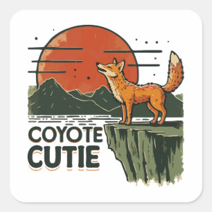 Coyote cutie square sticker