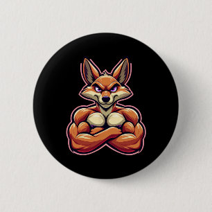 Coyote Flexing Muscles Fan Lover Bodybuilding Gym  6 Cm Round Badge