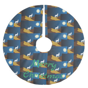 Coyote Howling at Moon Thunder_Cove Brushed Polyester Tree Skirt