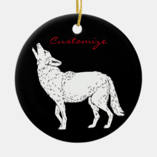 Coyote Howling Thunder_Cove Ceramic Tree Decoration