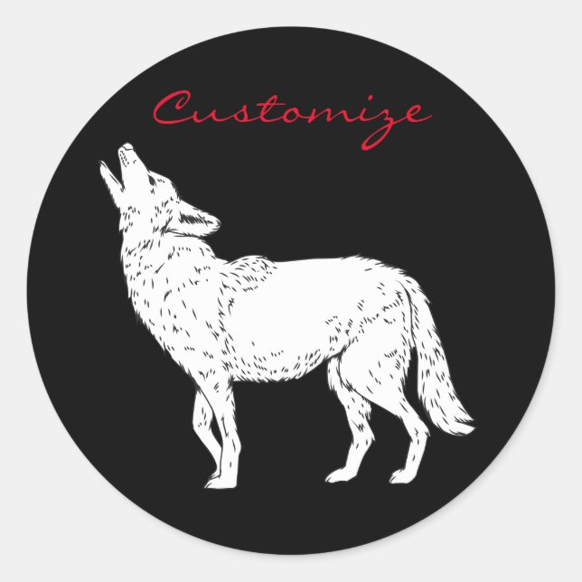 Coyote Howling Thunder_Cove Classic Round Sticker (Front)