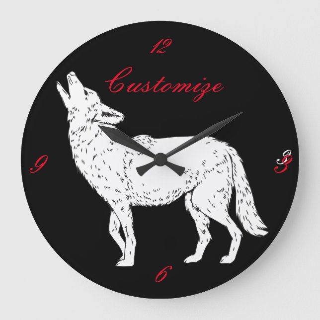 Coyote Howling Thunder_Cove Large Clock (Front)
