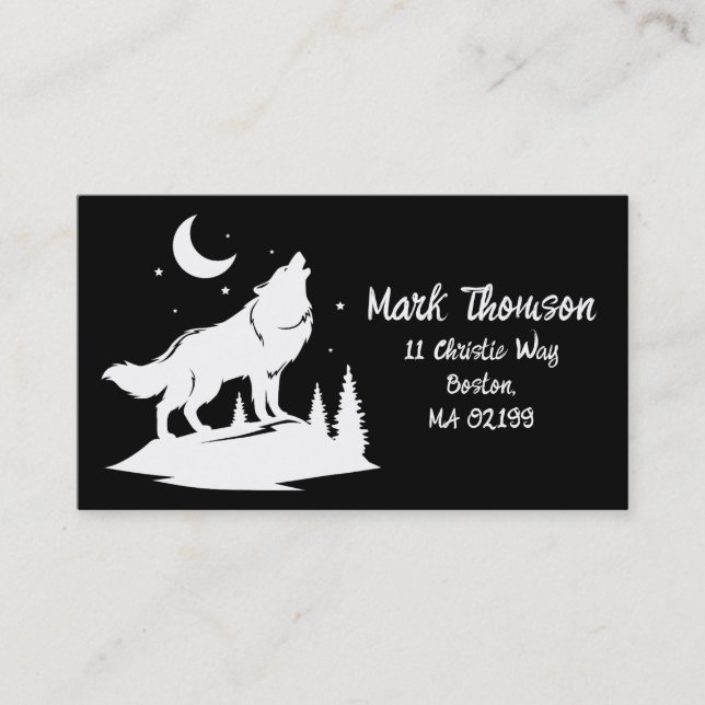 Coyote Howling Under Moonlight Business Card (Front)