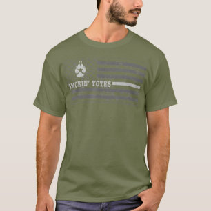 Coyote Hunting Smokin Yotes American Flag Yote T-Shirt