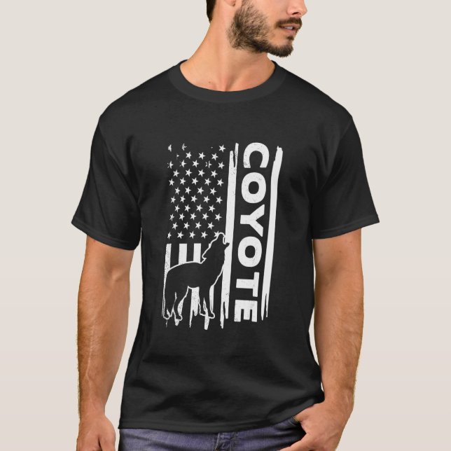 Coyote hunting US flag graphic concept T-Shirt (Front)