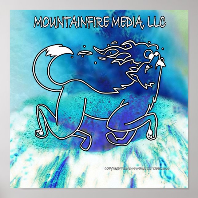 Coyote Leaping over Blue Volcano Poster (Front)