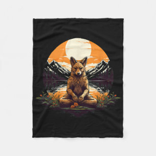 Coyote Meditation Yoga Fleece Blanket