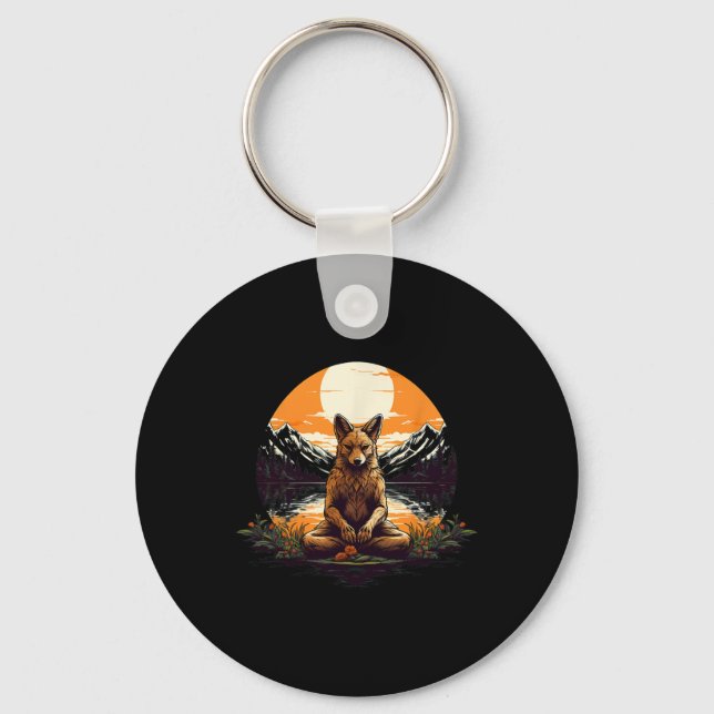 Coyote Meditation Yoga  Key Ring (Front)
