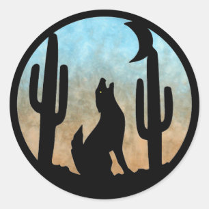 Coyote Moon Classic Round Sticker