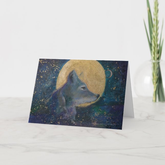 Coyote Moon Greeting Card by Maureen A. Girard (Front)