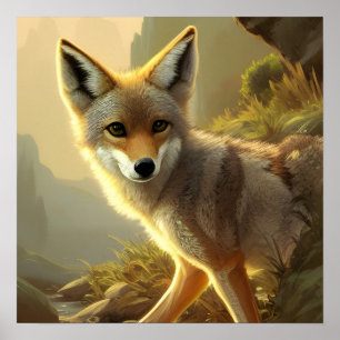 Coyote Pup Wildlife Portrait   Poster