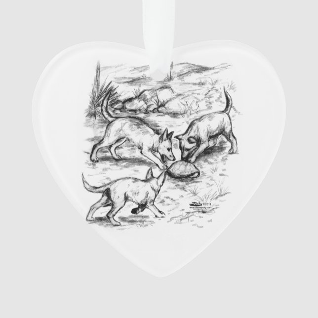 Coyote Pups Ornament (Front)