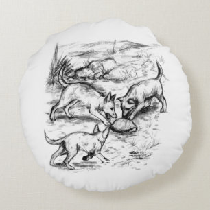 Coyote Pups Round Cushion