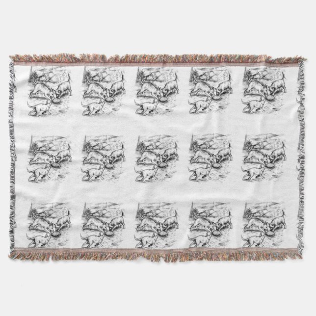 Coyote Pups Throw Blanket (Front)