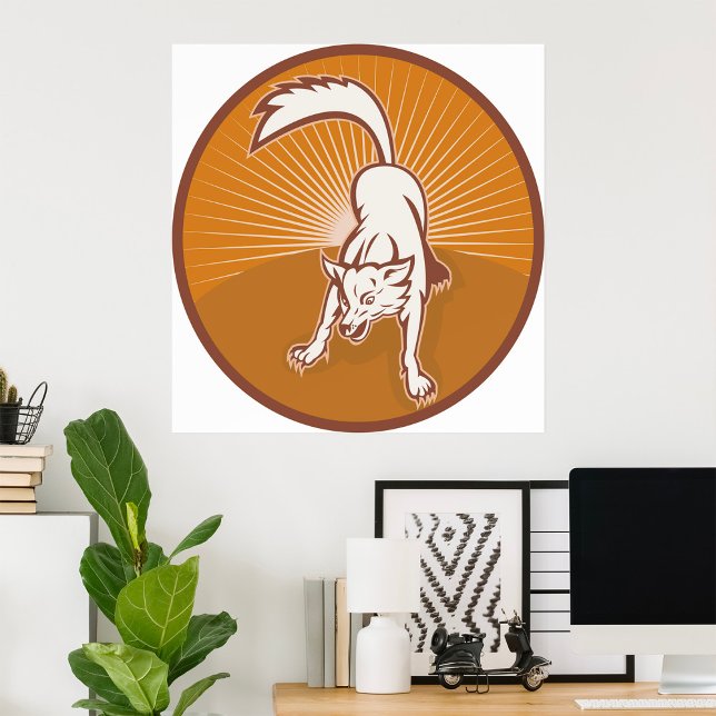 Coyote Retro Sunset Vintage Wilderness Animal Art  Poster (Creator Uploaded)