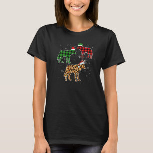 Coyote Santa Hat Christmas Pajama Buffalo Plaid T-Shirt