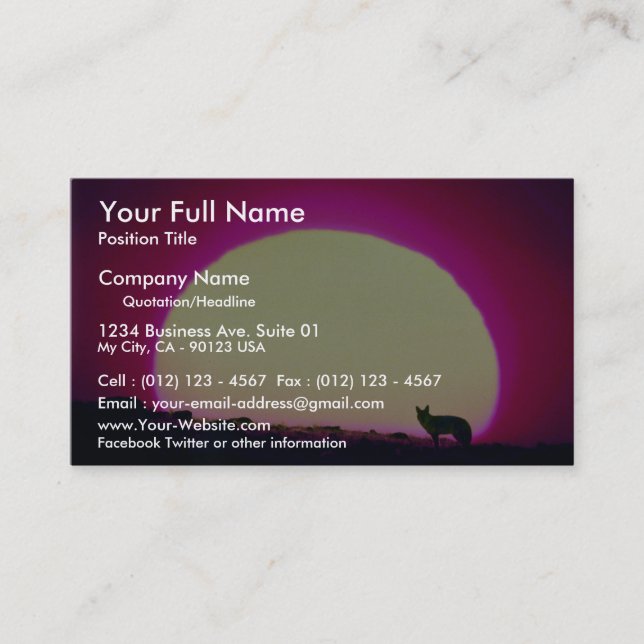 Coyote, Southwest, special effect Business Card (Front)