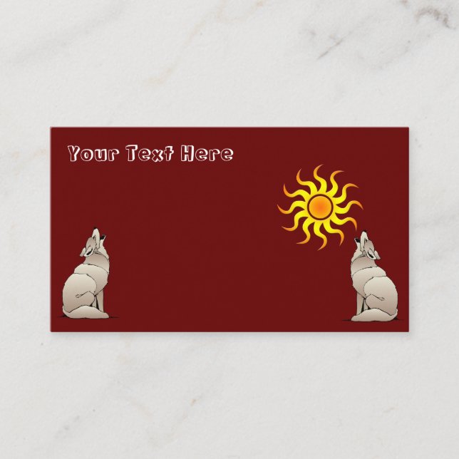 COYOTES HOWLING BENEATH A SOUTHWESTERN SUN BUSINESS CARD (Front)