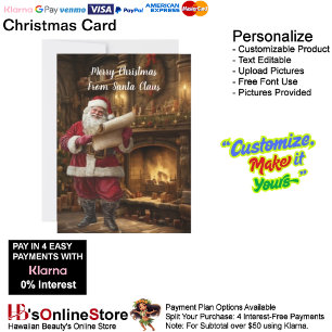 Cozi Fireplace Christmas Tree From Santa Claus 8 Holiday Card