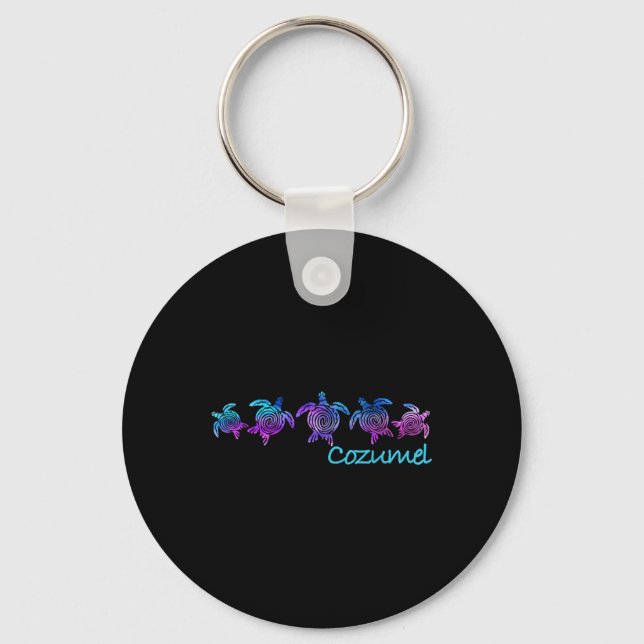 Cozumel Beach Design _ Tribal Turtle Gift  Key Ring (Front)
