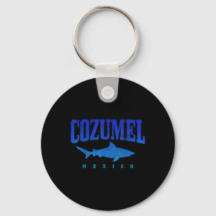 Cozumel Beach Mexico Scuba Diver Shark Diving Vint Key Ring