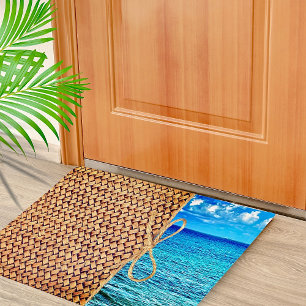 Cozumel Blue Turquoise Ocean With Wicker Doormat