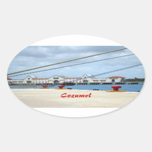 Cozumel Dockside Oval Sticker