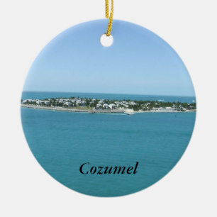 Cozumel Island Blue Water Tropical Ceramic Tree Decoration