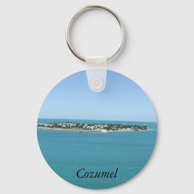 Cozumel Island Blue Water Tropical Key Ring (Front)
