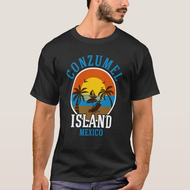 Cozumel Mexico Beaches Retro Cool Distressed Graph T-Shirt (Front)
