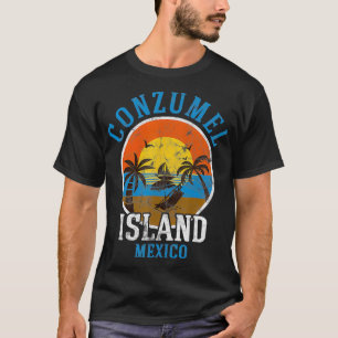 Cozumel Mexico Beaches Retro Cool Distressed Graph T-Shirt