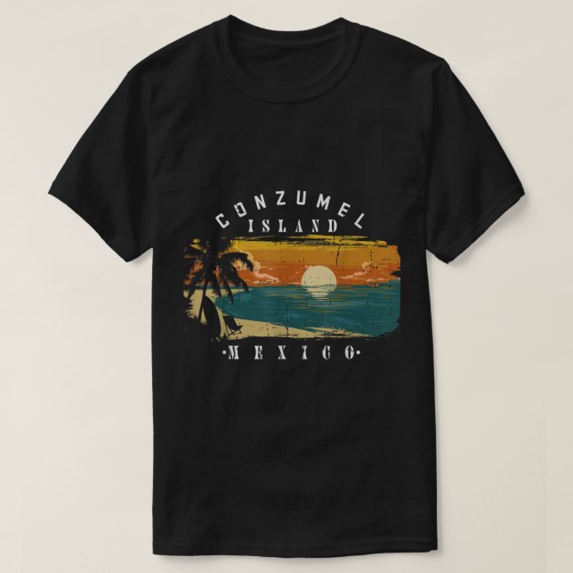 Cozumel Mexico Beaches Retro Cool Distressed Graph T-Shirt (Design Front)