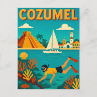 Cozumel Mexico Colourful Postcard