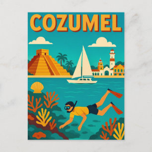 Cozumel Mexico Colourful Postcard