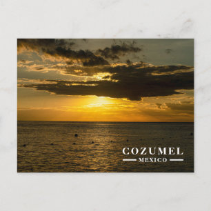 Cozumel Mexico Golden Sunset Ocean Holiday Postcard