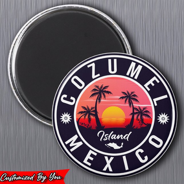 Cozumel Mexico island Retro Sunset Souvenirs Magnet (Creator Uploaded)