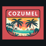 Cozumel Mexico Retro Emblem Poster<br><div class="desc">Cozumel vector art design. A Mexican island in the Caribbean Sea that is a popular cruise ship port of call famed for its scuba diving.</div>