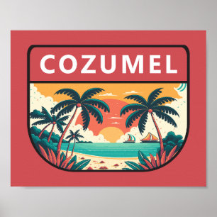 Cozumel Mexico Retro Emblem Poster